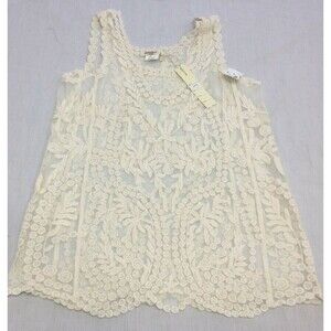NWT MISS KELLY WOMENS  LACE UNLINED TOP SHIRT SLEEVELESS SIZE L
